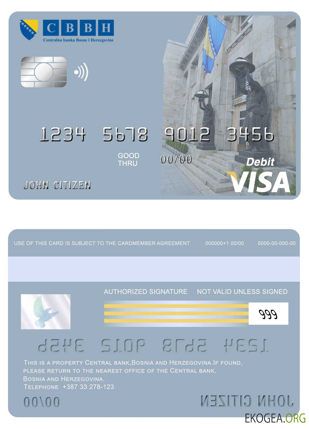 Carte visa de la banque centrale de Bosnie Herzégovine